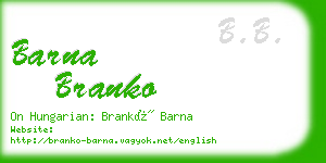 barna branko business card